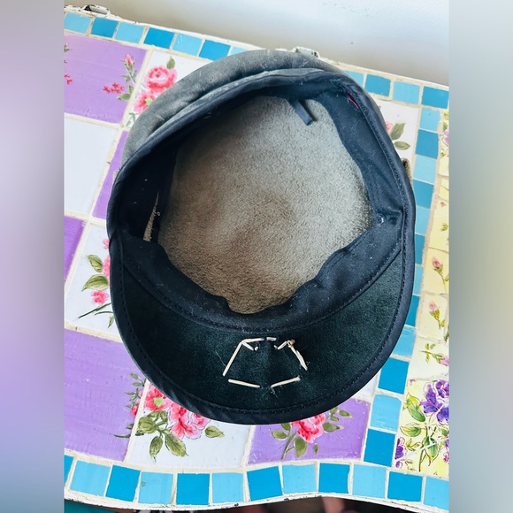 Royal Peasantry Vintage Style Artisan Handmade Black Leather Women's Cap Hat - Picture 6 of 6